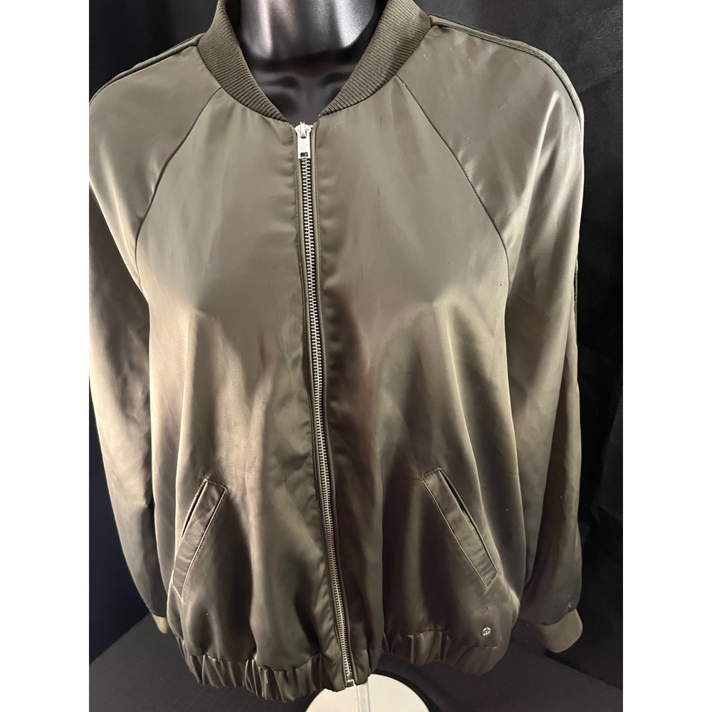 Abercrombie & Fitch Y2K satin‎ Bomber Jacket women's med full zip oversized